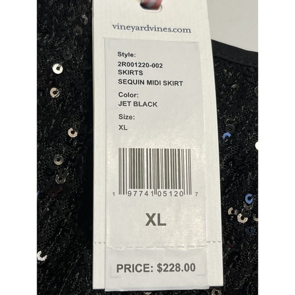 NWT Vineyard Vines Black Sequin Midi Skirt Sz XL MSRP $228 - Picture 5 of 12